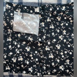 Black Flower Mini Skirt